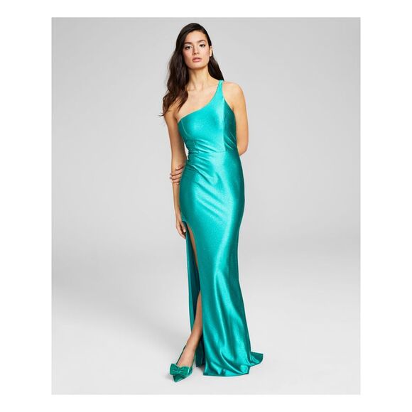 CITY STUDIO Dresses & Skirts - CITY STUDIO Womens Green Asymmetric Cutout Back Lined Dress 11